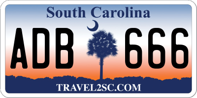 SC license plate ADB666