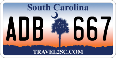 SC license plate ADB667