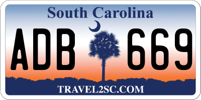SC license plate ADB669