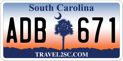 SC license plate ADB671