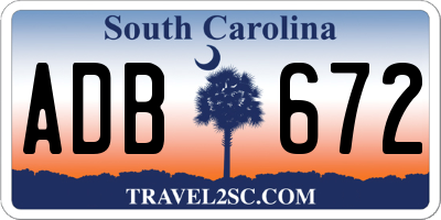 SC license plate ADB672