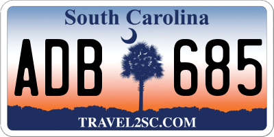 SC license plate ADB685