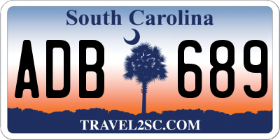SC license plate ADB689