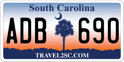 SC license plate ADB690