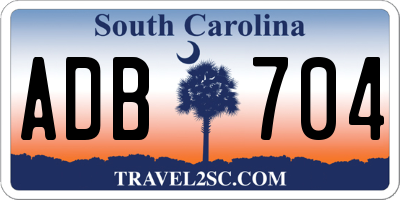 SC license plate ADB704