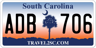 SC license plate ADB706