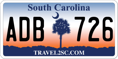 SC license plate ADB726