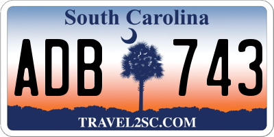 SC license plate ADB743