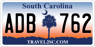 SC license plate ADB762