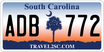 SC license plate ADB772