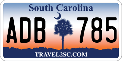 SC license plate ADB785