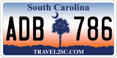 SC license plate ADB786