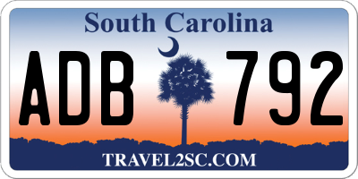 SC license plate ADB792