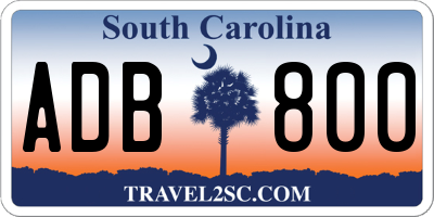 SC license plate ADB800
