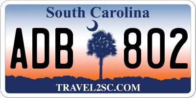 SC license plate ADB802