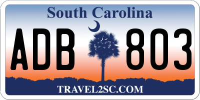 SC license plate ADB803