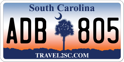 SC license plate ADB805