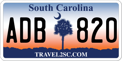 SC license plate ADB820