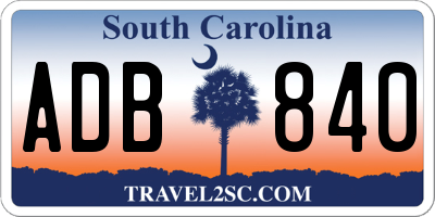 SC license plate ADB840