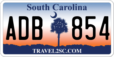 SC license plate ADB854