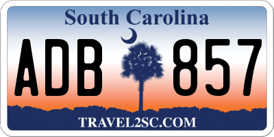 SC license plate ADB857