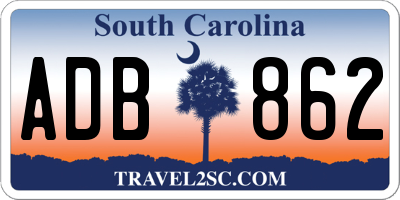 SC license plate ADB862