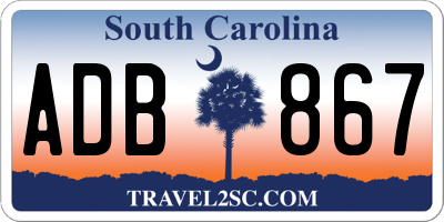 SC license plate ADB867