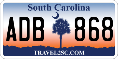 SC license plate ADB868
