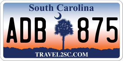 SC license plate ADB875