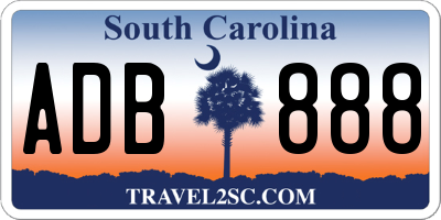 SC license plate ADB888