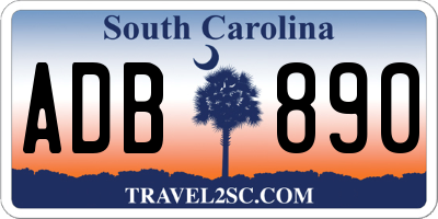 SC license plate ADB890