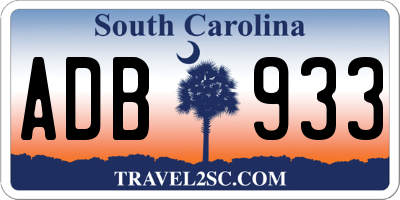 SC license plate ADB933