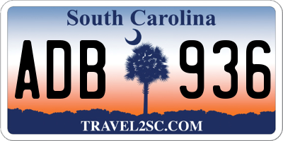 SC license plate ADB936