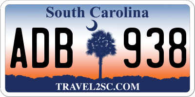 SC license plate ADB938