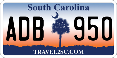 SC license plate ADB950