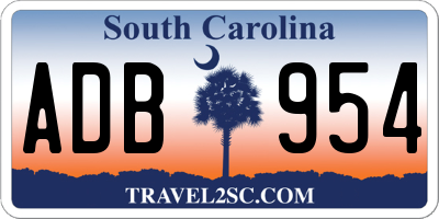 SC license plate ADB954