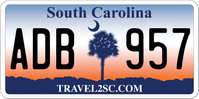 SC license plate ADB957