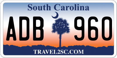 SC license plate ADB960