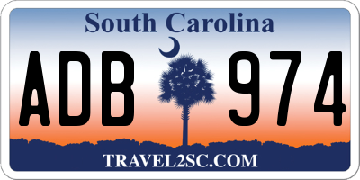 SC license plate ADB974