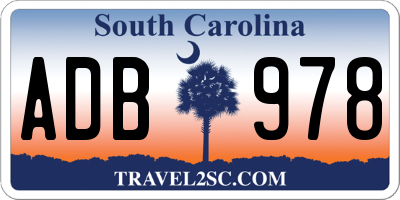 SC license plate ADB978