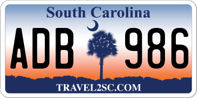 SC license plate ADB986