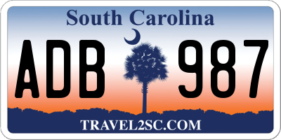 SC license plate ADB987