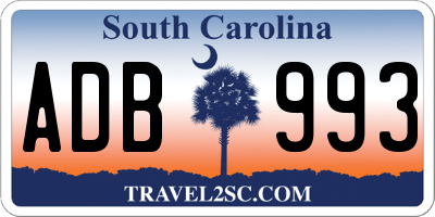 SC license plate ADB993