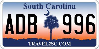 SC license plate ADB996