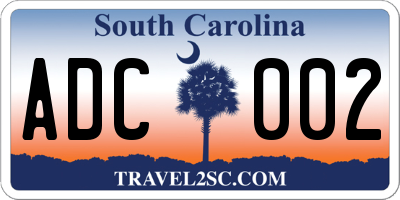 SC license plate ADC002
