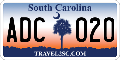 SC license plate ADC020