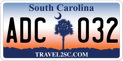 SC license plate ADC032
