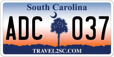SC license plate ADC037