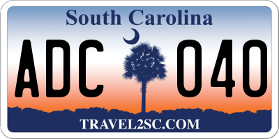 SC license plate ADC040