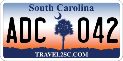 SC license plate ADC042